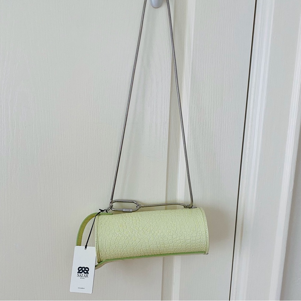 $550 NWT Salar Made in Italy Lali Green Crocodile Leather Crossbody Shoulder Bag